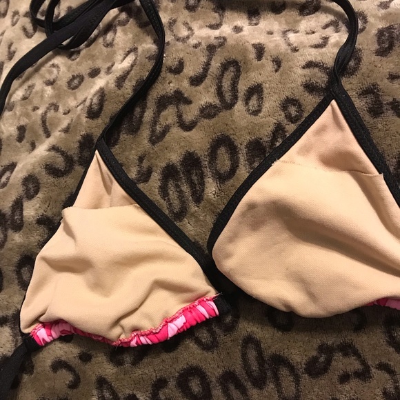 Micro Scrunch Bum Bikini in Pink and Black - Picture 4 of 5